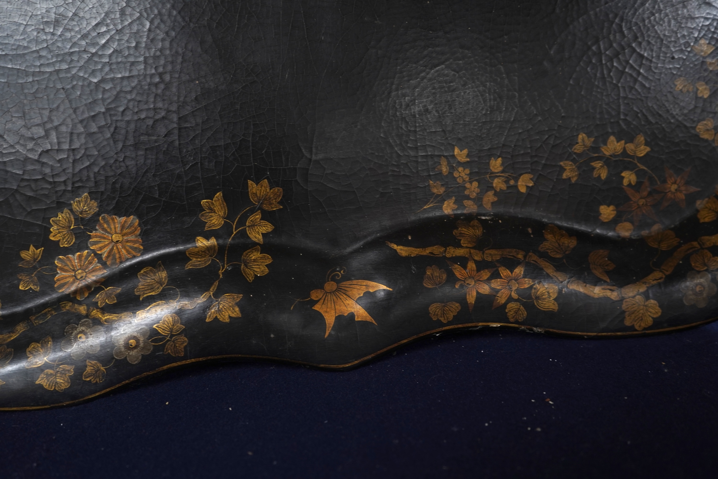 A large 19th century papier mache tray, 73cm wide